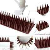 12 Pack Bird Spikes - 17 x 1.57 x 1.38 Inch Plastic Bird Deterrent Spikes - Bird Deterrent Spikes Keep Pigeon, Squirrel, Raccoon, Cats, Crow Away - Anti-Bird Spikes Fence for Railing and Roof (Brown)