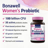 Bonawell Probiotics for Women 100B, with Organic Prebiotic, Cranberry for Feminine Health, Digestion & Immunity, Shelf-Stable, Delayed-Release, 30 Veggie Caps