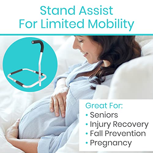 Vive Bed Rail Cane - Stand Assist Bar - Adjustable Height Bedside Safety Handrail - Mobility Aid Guard Device for Elderly Adult - Bed Pull Up Assist - Bedrail Grab Bar for Seniors and Surgery Recovery