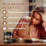 Mushroom Coffee Powder, 10 Mushroom Blend- Lion's Mane, Chaga, Cordyceps, Brain Supplements with Arabica Coffee, Ashwagandha, L-Theanine for Energy, Focus, Memory and Immunity, 50 Serving