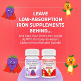 NutritiPure Kids Chewable Iron Supplement (Ferronyl®/Carbonyl Iron 9 mg with Vitamin C 30 mg) Tablet in Tangerine Tango Orange Flavor 90 Count (1 Bottle)