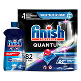 Set: Finish - Quantum - 82ct - Dishwasher Detergent - Powerball - Ultimate Clean & Shine - Dishwashing Tablets - Dish Tabs & Finish Jet-dry, Rinse Agent, Ounce Blue 32 Fl Oz