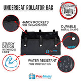 Extra Large Under Seat Rollator Bag Basket for Folding or Bariatric Walker, Rolling Walker Accessories for Seniors, Storage Bag for Medical Essentials, Oxygen Tank, Shopping by PracMedic Bags (Black)