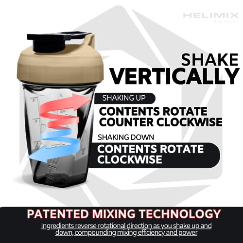 HELIMIX 1.5 Vortex Blender Shaker Bottle Holds Upto 20oz | No Blending Ball or Whisk | USA Made | Portable Pre Workout Whey Protein Drink Shaker Cup | Mixes Cocktails Smoothies Shakes | Top Rack Safe