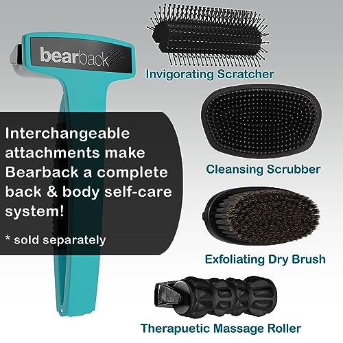 bearback Lotion Applicator for Back & Body. Premium 17" Long Handle Folding Applicator for Sunscreen | Self-Tanner | Body Lotion | Medication. 2 Foam Rollers Included. US Owned Small Business (Teal)