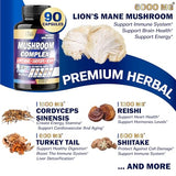 12000mg Mushroom Complex Supplements for 3-Month Supply - Brain Health, Immune System, Memory & Energy Production - 13in1 With Lions Mane Mushroom, Bacopa, Reishi & More - 90 Vegan Capsules