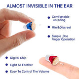 Hearing Aids for Seniors Adults Noise-Cancelling - Elderly Assistance Listening, ITC Hearing Amplifier, Mini Sound Amplifier, Ear Sound Enhancer (Red&Right)