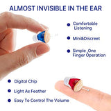 Hearing Aids for Seniors Adults Noise-Cancelling - Elderly Assistance Listening, ITC Hearing Amplifier, Mini Sound Amplifier, Ear Sound Enhancer (Blue&Left)