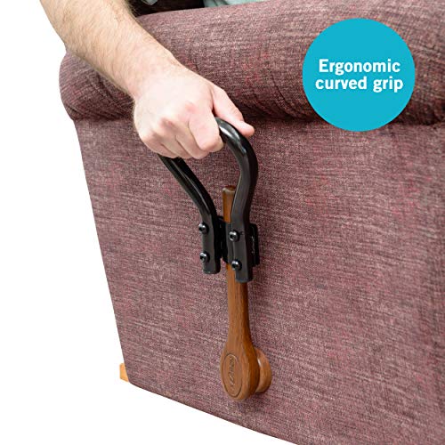 Stander Recliner Lever Extender, Oversized Grip Handle Adapter for Adults, Seniors, and Elderly, Extension Handle with Large Ergonomic Curve Grab Bar, Compatible with Wooden Recliner Handles - Black