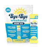 Bye-Bye Weekend Recovery & Hydration Drink Mix - Electrolytes, Probiotics, Vitamins for Liver & Gut - Goodbye Fatigue, Brain Fog - Zero Sugar Lemonade Powder - 10 Pack