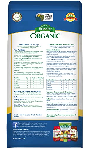 Espoma Organic Bio-Tone Starter Plus 4-3-3 Natural & Organic Food with Both Endo & Ecto Mycorrhizae; 8 lb. Bag; The Ultimate Starter Plant Food