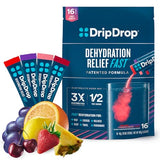 DripDrop Hydration - Electrolyte Powder Packets - Grape, Fruit Punch, Strawberry Lemonade, Cherry - 16 Count