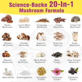 Mushroom Powder 5000mg, 20 in 1 Mushroom Supplement for Coffee & Smoothies - Lions Mane, Reishi, Cordyceps, Chaga, Turkey Tail & Herbs, Complex for Immunity, Energy, Memory, Focus & Longevity - 5.3oz