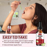 Liquid Iron Supplement for Women & Men Iron Drops Iron Supplements for Anemia with Folate, Vitamin C, B12 for Red Blood Cell Support-Green Apple Flavor, 2 Fl Oz