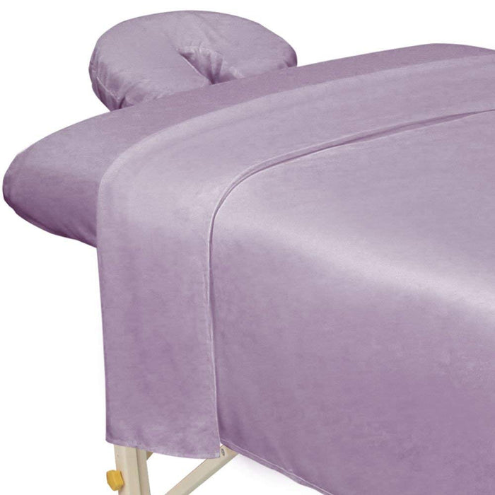 ForPro Premium Microfiber 3-Piece Massage Sheet Set, Lavender, Ultra-Light, Stain and Wrinkle-Resistant, Includes Massage Flat Sheet, Massage Fitted Sheet, and Massage Face Rest Cover