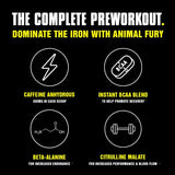 Animal Fury Pre Workout Powder Supplement for Energy and Focus 5g BCAA 350mg Caffeine Nitric Oxide Without Creatine Powerful Stimulant for Bodybuilders 30 Servings, -, Green Apple, , 17.49 Ounce
