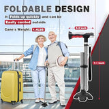 BigAlex Folding Walking Cane with Two Led Lights for Elderly Solid Base Adjustable Walking Stick with Carrying Bag for Man/Women