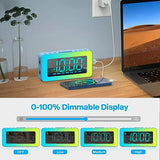 Kids Alarm Clock with Lights, 8 RGB Night Lights with Sleep Aid, Conspicuous Colorful LED Numbers, Slider Dimmer, Snooze, 12/24H, Simple to Operate, Basic Bedside Digital Clock for Kids Elderly