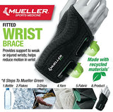 Mueller Sports Medicine Green Fitted Wrist Brace for Men and Women, Support and Compression for Carpal Tunnel Syndrome, Tendinitis, and Arthritis, Right Hand, Black, Large/X-Large