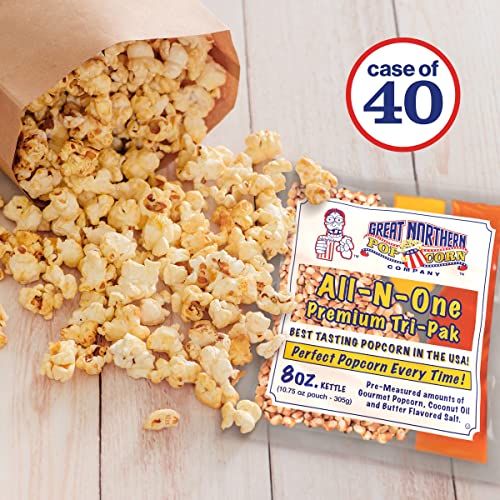 Great Northern Popcorn Company Antique Style Popcorn Popper, 8 oz Packs, Kernels, Pack of 40