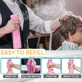 Hula Home Continuous Spray Bottle (10.1oz/300ml) Empty Ultra Fine Plastic Water Mist Sprayer – For Hairstyling, Cleaning, Salons, Plants, Essential Oil Scents & More - Pink