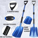 ZIHUA Car Snow Shovel for Vehicle,40" Folding Emergency Snow Shovel for Car,Snow Shovel for Car Driveway with Comfortable D-Grip Handle Portable,Car Trunk Snow Shovel (Blue)