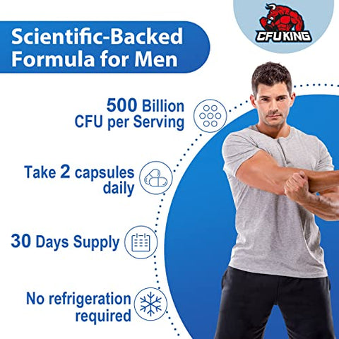 Probiotics for Men, 500 Billion CFU + 12 Strains Men's Probiotic with Turmeric Cranberry & Goji, Men's Ultimate Care, Probiotics for Digestive Health, Bloating, Immune, Overall Gut Health, 120 Capsule