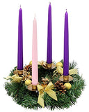 Elite Christmas Products Advent Candle Set. Made in The USA Self Fitting End. Premium Hand Dipped Candles, Dripless, 4 Pack - 3 Purple, 1 Pink