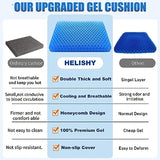 Gel Seat Cushion - Non-Slip Egg Seat Cushion Chair Pads - Office Chair Car Seat Cushion for Sciatica & Back Pain Relief - Coccyx Cushion for Home, Wheelchair, Computer, Desk Chair, Truck