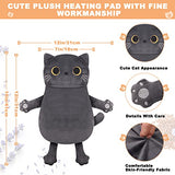 Microwave Heating Pad for Cramps Pain Relief, 16 * 12'' Moist Microwavable Period Menstrual Heating Pads for Cramps, Back, Neck Shoulder and Knee, Cute Stuffed Animal Heating Pad - Grey Cat