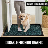 Gorilla Grip 100% Waterproof All-Season WeatherMax Doormat, Durable Natural Rubber, Stain and Fade Resistant, Low Profile, Indoor Outdoor Door Mats, Easy Clean Entrance Mat, 17x29, Moss Vine Leaves