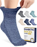 Pembrook Diabetic Socks for Men & Women - 6 Pairs Wide Non Binding Quarter Length Socks in Black, White and Beige