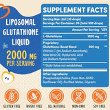 2000MG Liposomal Glutathione Liquid, 98% Absorption, Glutathione Liquid Supplement, Active Form L- Glutathione, Powerful Antioxidant NON-GMO for Immune System, Aging Defense, Detoxifier, 4 FL.OZ