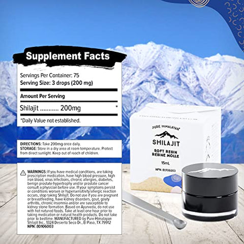 Pure Himalayan Shilajit, Soft Resin, Ayurvedic Rasayana Rejuvenation, Natural Source of Fulvic Acid, Includes Measuring Spoon - 15 ml / 0.5 fl oz (Pack of 1)