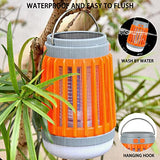 2pack Solar Bug Zapper Light Bulb,3 in 1 Mosquitoes Killer USB Rechargeable Camping Light Flashlight,IPX6 Waterproof Portable Light Bulb Zapper for Doorway,Corridor,Balcony,Patio (Orange)