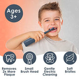 Brusheez® Kids’ Electric Toothbrush Set - Safe & Effective for Ages 3+ - Parent Tested & Approved with Gentle Bristles, 2 Brush Heads, Rinse Cup, 2-Minute Timer, & Storage Base (Shadow The Shark)