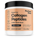 Perfect Keto Collagen Protein Powder with MCT Oil - Grassfed, GF, Multi Supplement, Best for Ketogenic Diets, Use as Keto Creamer, in Coffee and Shakes for Women & Men (Peanut Butter)