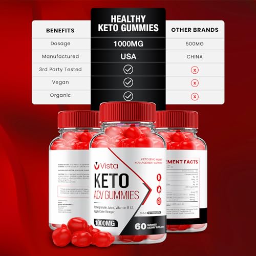 (3 Pack) Vista Keto ACV Gummies - Official - Keto Vista ACV Advanced Weight Loss Formula Plus Apple Cider Vinegar Dietary Supplement B12 Beet Root Juice Men Women (180 Gummies)