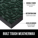 Gorilla Grip 100% Waterproof All-Season WeatherMax Doormat, Durable Natural Rubber, Stain and Fade Resistant, Low Profile, Indoor Outdoor Door Mats, Easy Clean Entrance Mat, 17x29, Moss Vine Leaves