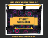 Wheelchair Bag for Back of Chair w/ 5 Exterior & 5 Interior Pockets - Perfect Carrier Bag for Newspaper, Medical Paperwork, Blanket for Most Electric, Manual or Power Wheelchairs (Purple Circle)