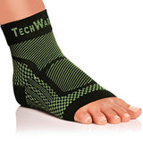 TechWare Pro Ankle Brace Compression Sleeve - Relieves Achilles Tendonitis, Joint Pain. Plantar Fasciitis Foot Sock with Arch Support Reduces Swelling & Heel Spur Pain. (Black/Green, S/M)