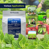 Supply Solutions 16-16-16 Complete Lawn & Garden All Purpose Granular Fertilizer - The Ultimate Plant Food for Lush Greenery & Vibrant Blooms - for All Plants, Vegetables, Fruits, and Berries - 10lbs