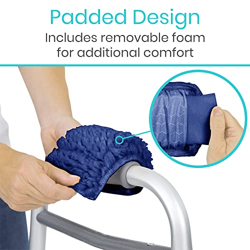 Vive Walker Handle Cushions (2-Pack) Extra Soft Sheepskin Grips - Padded Hand Cover Accessories for Folding Rolling Wheelchair, Rollator Handle, Senior, Elderly Grippers - Foam Padding for Disability