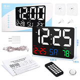 Digital Wall Clock,11.5" LED Digital Alarm Clock Large Display,with Remote Control,Adjustable Brightness, Calendar, Temperature, Snooze, 12/24 H, for Living Room, Office, Bedroom, Elderly, Adults