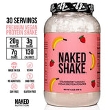 NAKED nutrition Naked Shake - Vegan Protein Powder, Strawberry Banana - Flavored Plant Based Protein with Mct Oil, Gluten-Free, Soy-Free, No Gmos Or Artificial Sweeteners - 30 Servings