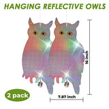 Dyvicl Fake Owl Hanging Reflective Owl for Woodpecker Deterrent 2 Pack