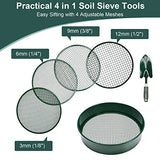 Garden Sieve, Soil Sieve with Interchangeable Mesh Sizes 3,6,9,12mm, Garden Riddle, Perfect Gardening Tool for Sifting Soil, Stones, and Compost