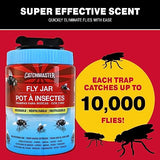 Catchmaster Reusable Fly Traps Outdoor Jar 1-Pack, Bug Catcher and Flying Insect Trap with Natural Attractant for Pest Control, Pet Safe, Non Toxic Bulk Fly Bait Traps