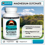 Source Naturals Magnesium Glycinate, for Calm Energy, Bone & Heart Support*, 400 mg per Serving - 120 Tablets