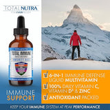 Total Nutra 6-in-1 Liquid Multivitamin Supplement | 100% Daily Zinc, Vitamin D3 and Vitamin C Immunity Drops | Elderberry, Echinacea & Ginger Defense Support for Adults & Kids (Passion Fruit, 4oz-4pk)